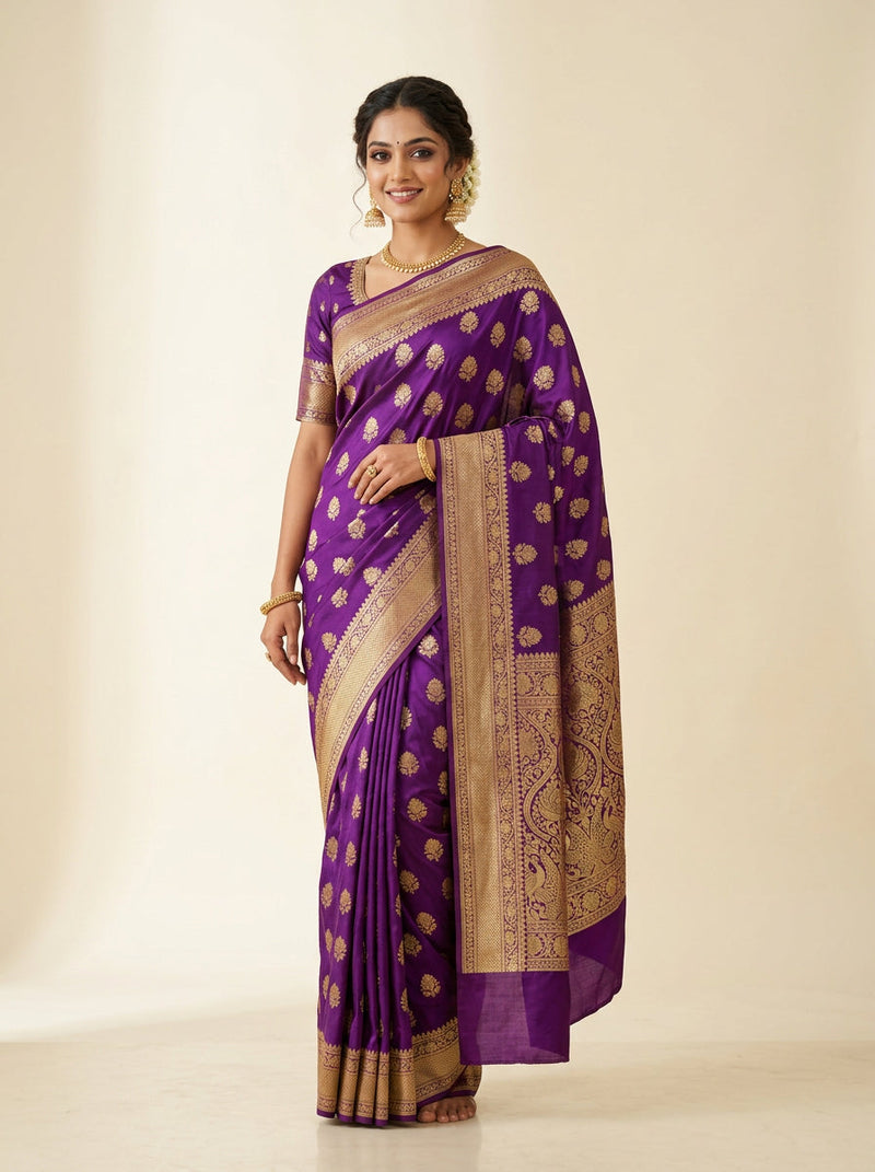 Banarasi Silk Saree – Royal Purple Zari